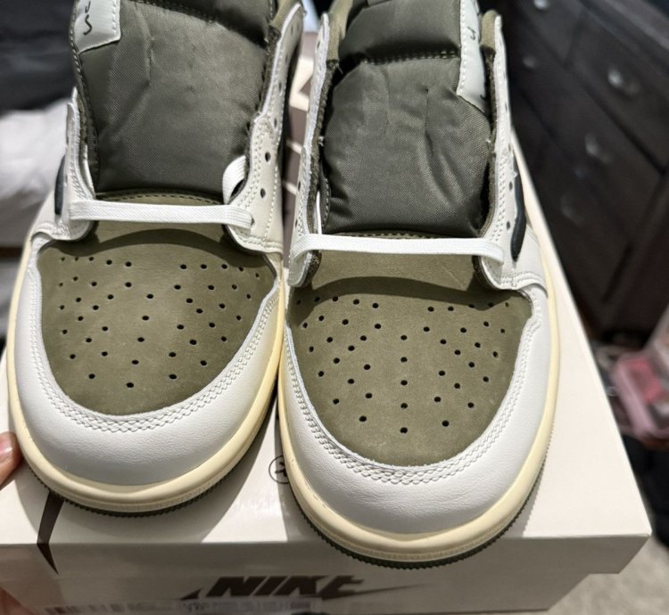 Travis Jordan 1 Low Reverse Olive
