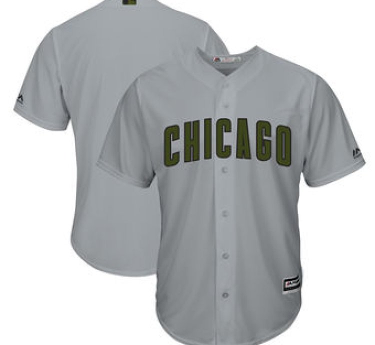 Chicago Cubs Majestic Gray 2018 Memorial Day Cool Base Team Custom Jersey
