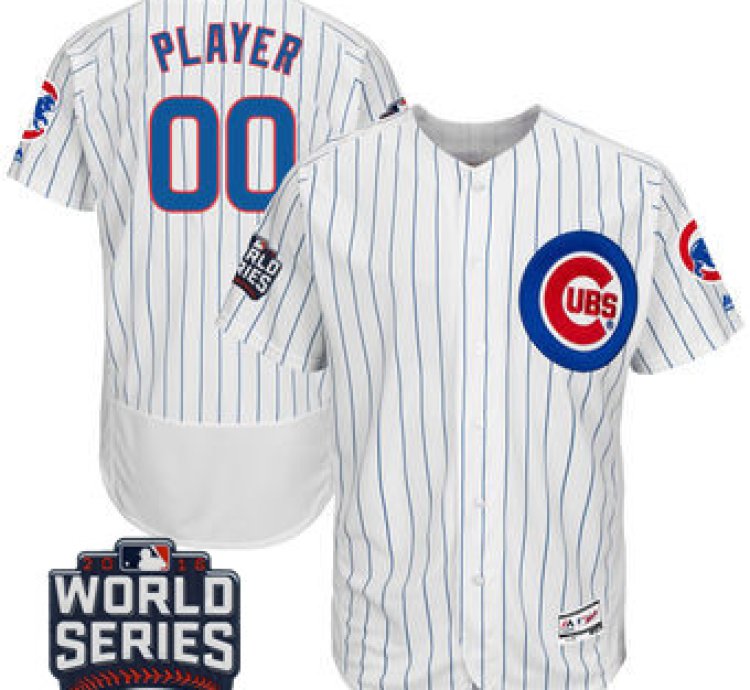 Chicago Cubs Majestic White 2016 World Series Bound Home Custom Flex Base Jersey