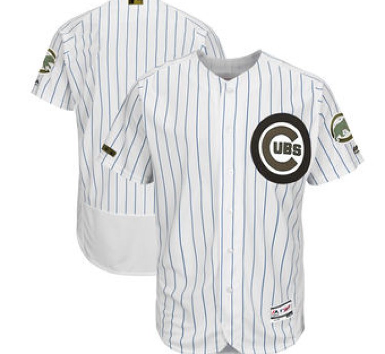 Chicago Cubs Majestic White 2018 Memorial Day Collection Flex Base Team Custom Jersey