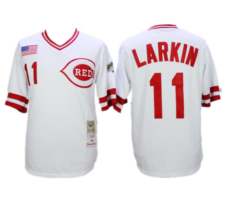 Cincinnati Reds Barry Larkin White 1990 Throwback Pullover Jersey