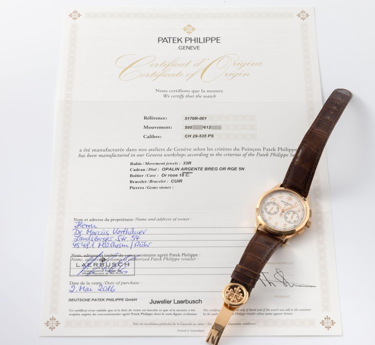 Patek Philippe Chronograph 5170-001r Breguet Numerals In 18k Rose Gold Box And Paper Set