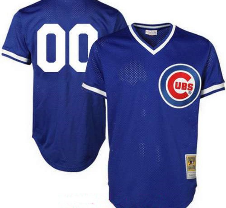 Chicago Cubs Royal Blue Mesh Batting Practice Throwback Majestic Cooperstown Collection Custom Baseball Jersey
