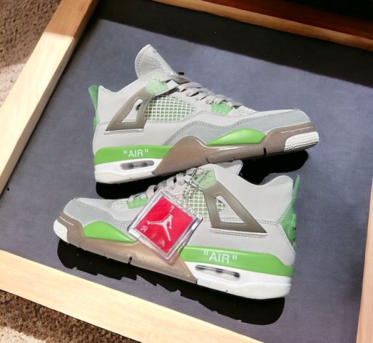 Off Whit E X Nike Air Jordan 4 Guava Basketball Sneakers