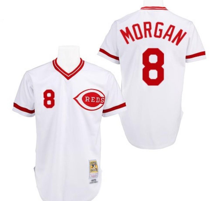 Cincinnati Reds Joe Morgan White 1975 Throwback Pullover Jersey