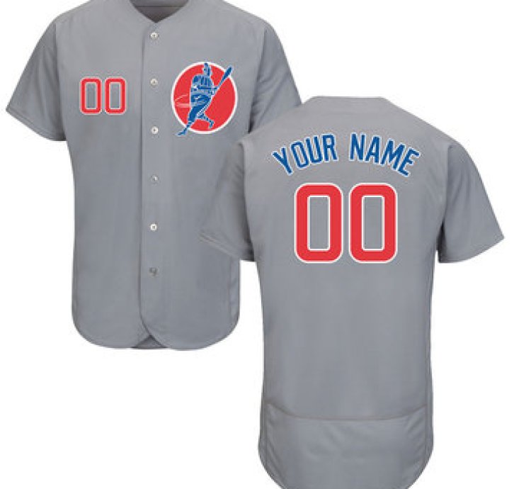 Cubs Gray Customized Flexbase New Design Jersey