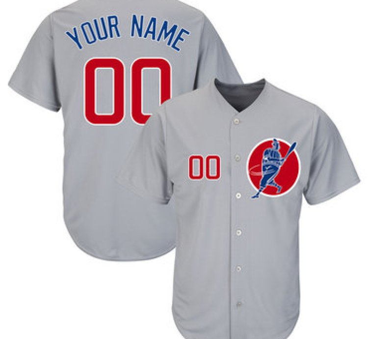 Cubs Gray Red Customized Cool Base New Design Jersey