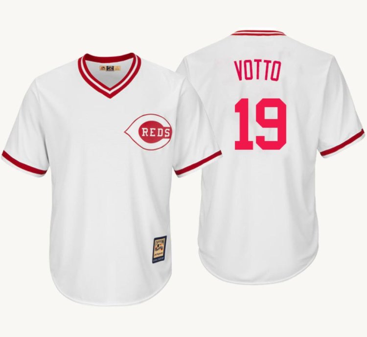 Cincinnati Reds Joey Votto White Throwback Pullover Jersey