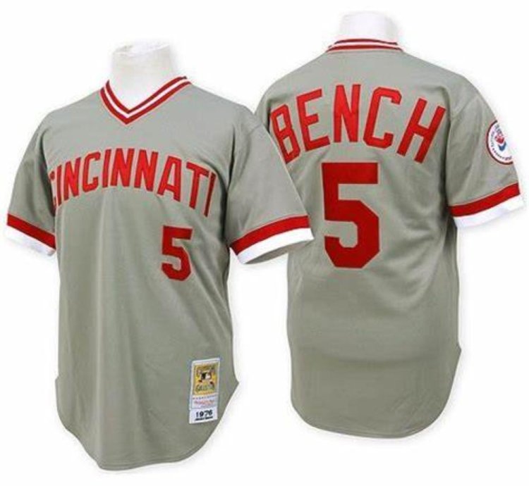 Cincinnati Reds Johnny Bench Gray 1976 Throwback Pullover Jersey