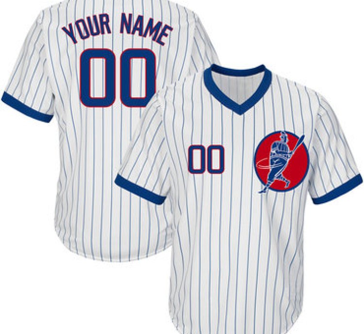 Cubs White Customized Throwback New Design Jersey