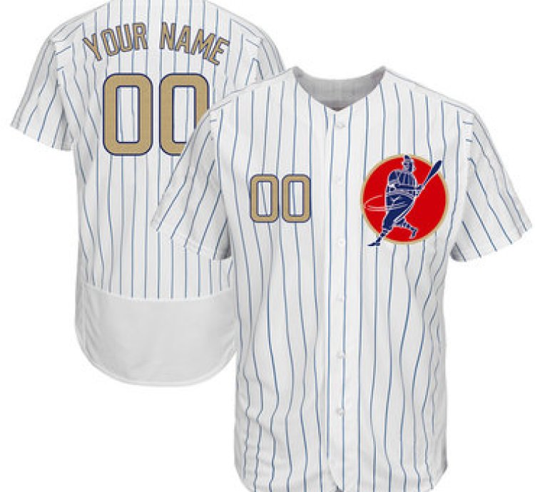 Cubs White Gold Program Customized Flexbase New Design Jersey