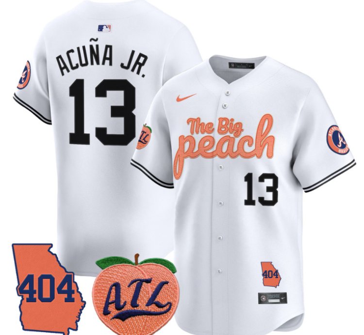 Ronald Acuna Jr Jersey 13 Atlanta Braves 404 The Big Peach Premier Limited Stitched White