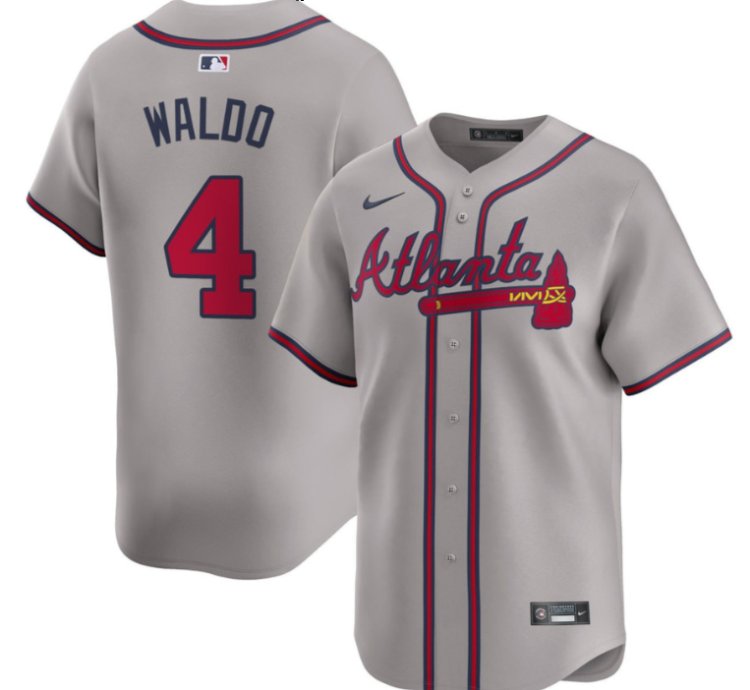 Waldo 4 Atlanta Braves Road Gray Jersey - All Stitched