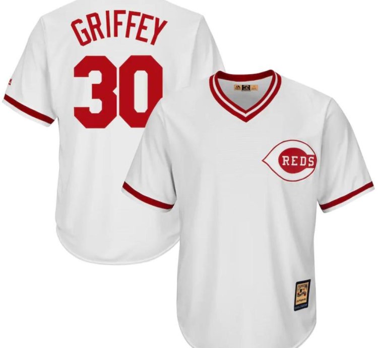 Cincinnati Reds Ken Griffey Jr White Throwback Pullover Jersey