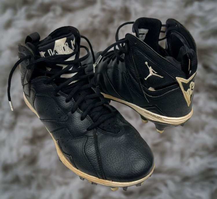 Vintage Air Jordan Retro 7 Oreo Football Cleats 2014 Size 10 Black White Mens