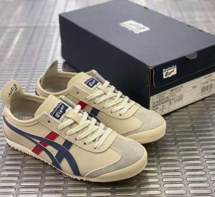 Onitsuka Tiger Mexico 66 Cream Blue Red Sneakers