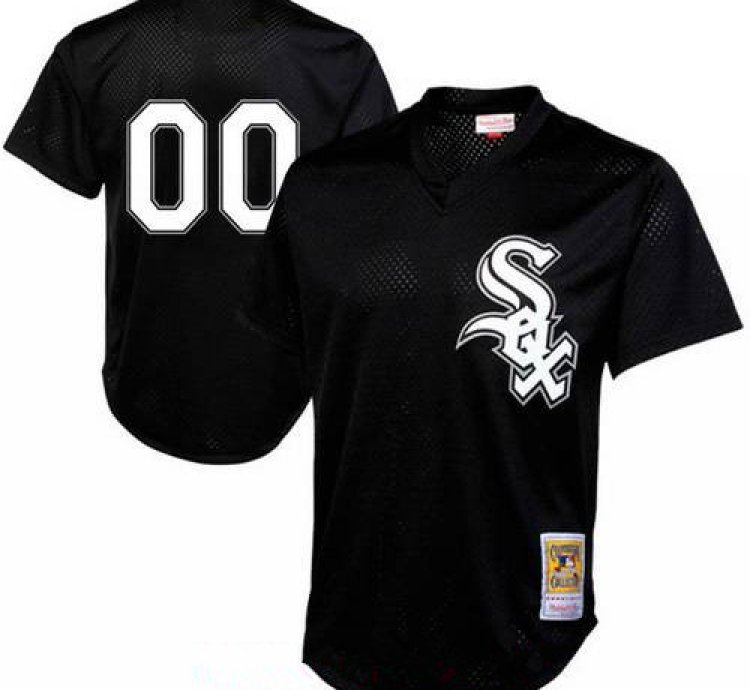 Chicago White Sox Black Mesh Batting Practice Throwback Majestic Cooperstown Collection Custom Baseball Jersey