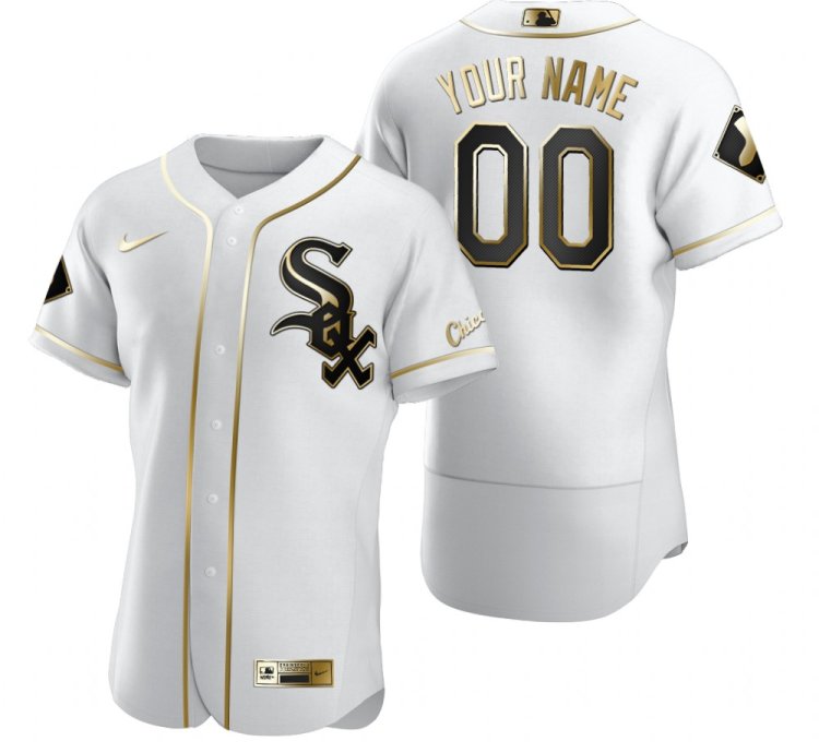 Chicago White Sox Custom White Stitched Mlb Flex Base Golden Edition Jersey