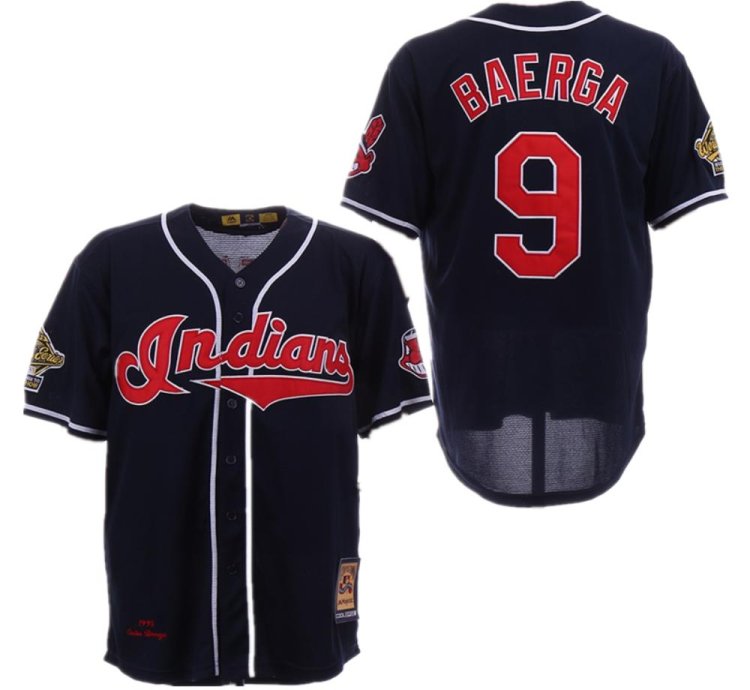 Cleveland Indians Carlos Baerga Navy 1995 Throwback Jersey