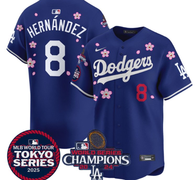 Kike Hernandez Jersey 8 Dodgers Tokyo Series 2025 World Series Champions Patch Royal