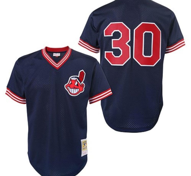 Cleveland Indians Joe Carter Navy Throwback Mesh Pullover Jersey