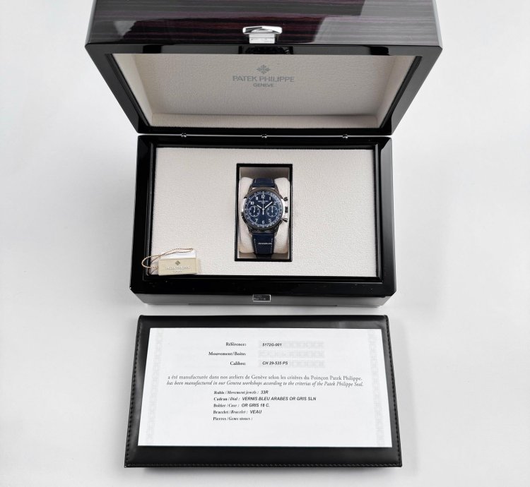 Patek Philippe Chronograph Complications 5172g-001 Chronograph White Gold Blue Dial 2020