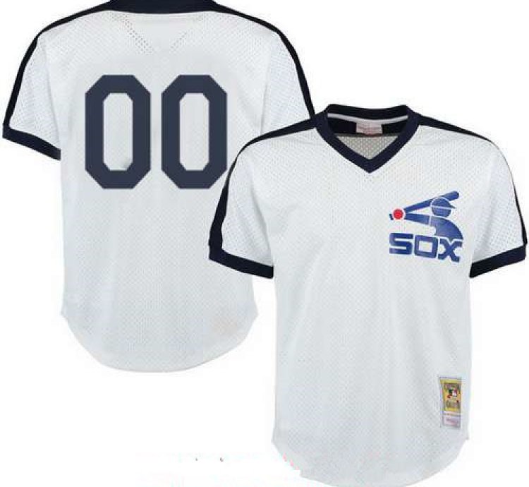 Chicago White Sox White Mesh Batting Practice Throwback Majestic Cooperstown Collection Custom Baseball Jersey