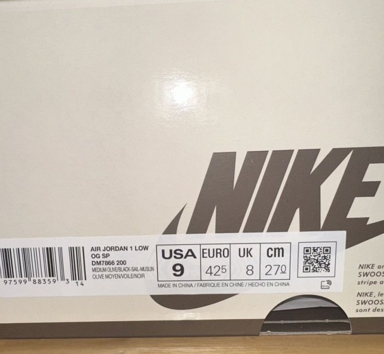 Jordan 1 Retro Low travis Scott Medium Olive