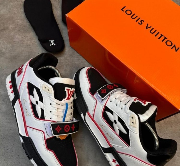 Ouisvuitton Trainer Strap Black Red Sneakers