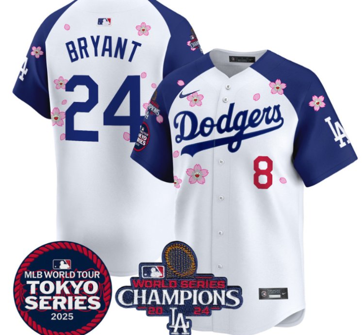 Kobe Bryant Jersey 24 Dodgers Tokyo Series 2025 World Series Champions Patch Alternate