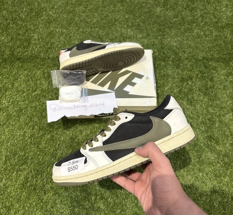 Worn 10x Travis Scott Jordan 1 Low Olive Size 9w 7 5m