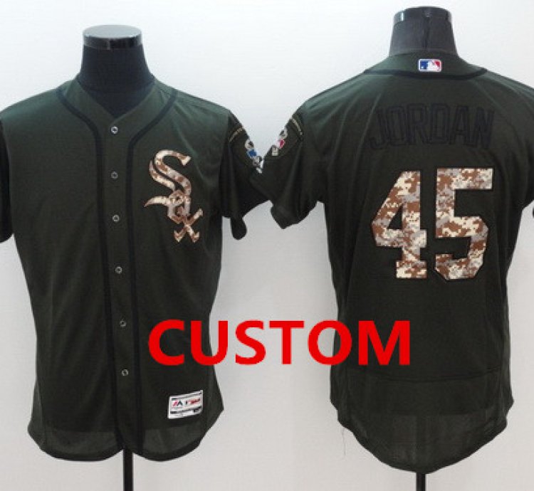 Custom Chicago White Sox Retired Green Salute To Service 2016 Flexbase Majestic Baseball Jersey