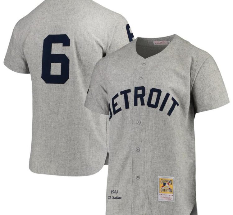 Detroit Tigers Al Kaline Gray 1968 Throwback Jersey