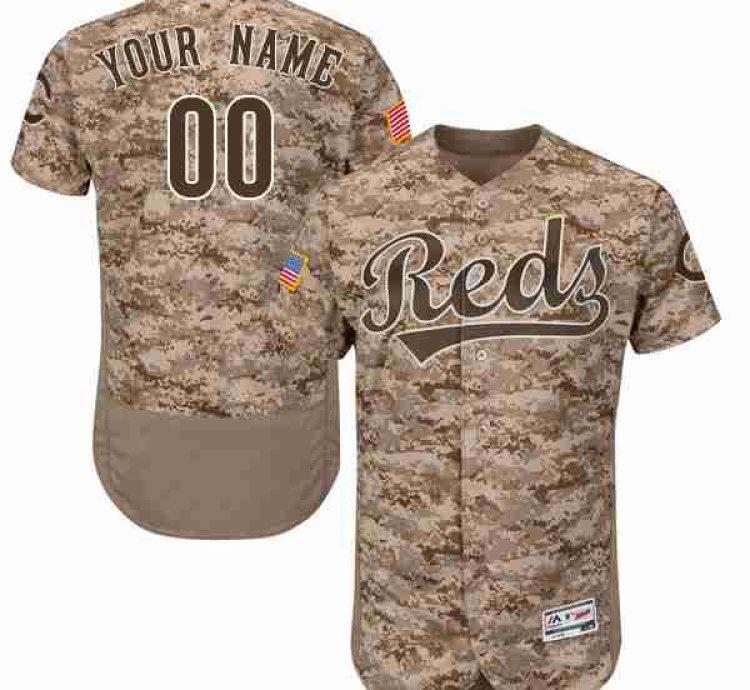 Cincinnati Reds Camo Customized Flexbase Majestic Mlb Collection Jersey