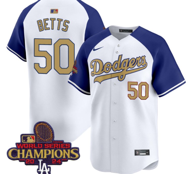 Mookie Betts Jersey 50 Dodgers 2025 Gold Vapor Premier Stitched Alternate