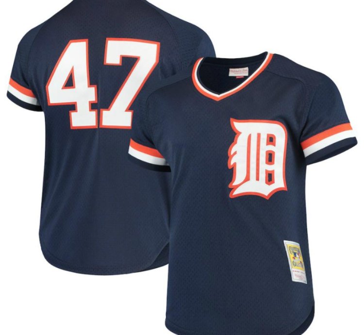 Detroit Tigers Jack Morris Navy Throwback Mesh Pullover Jersey