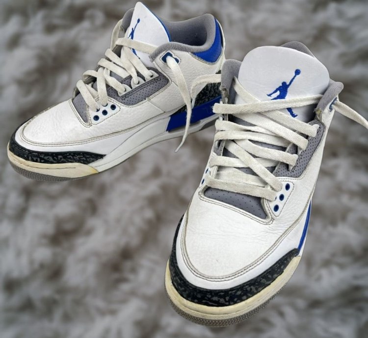 Vintage Nike Air Jordan 3 Retro Mid Racer Blue Elephant Skin Ct8532-145 Mens Us Size 8 Athletic Sneaker 2021