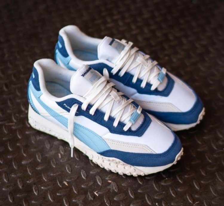 Puma Blacktop Rider Washed White Blue Sneakers