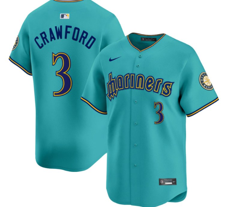 Jp Crawford Jersey 3 Seattle Mariners 2025 Vapor Premier Limited Stitched Aqua