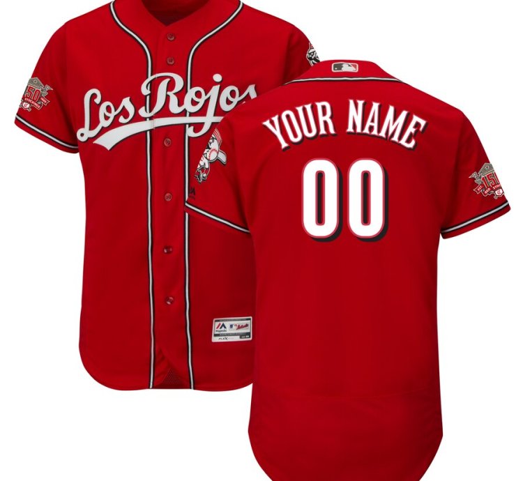 Cincinnati Reds Customized Scarlet Los Rojos Home 150th Anniversary Flexbase Jersey