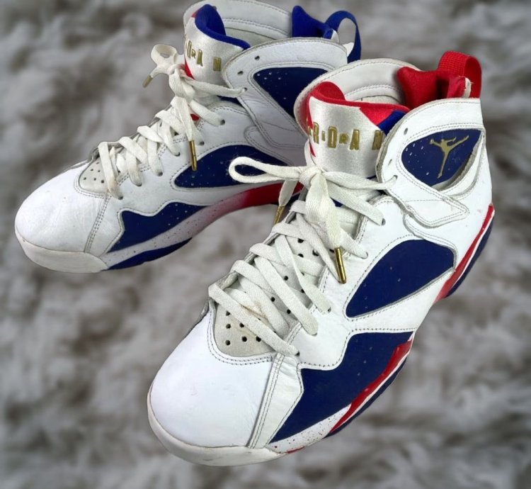 Vintage Nike Air Jordan 7 Retro Olympic Basketball Sneakers Size 10 5 Us Red White Blue Mens