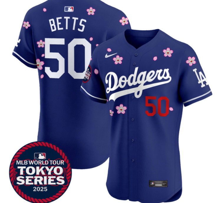 Mookie Betts Jersey 50 Dodgers Tokyo Series 2025 Vapor Premier Elite Stitched Royal