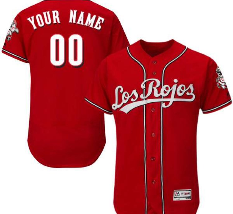 Cincinnati Reds Los Rojos Red Customized Flexbase Majestic Mlb Collection Jersey