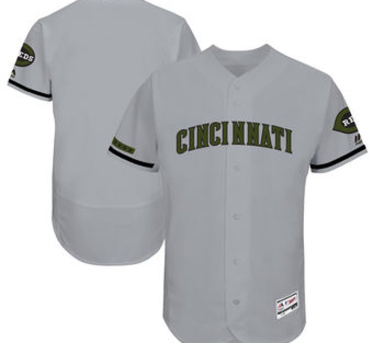 Cincinnati Reds Majestic Gray 2018 Memorial Day Collection Flex Base Team Custom Jersey