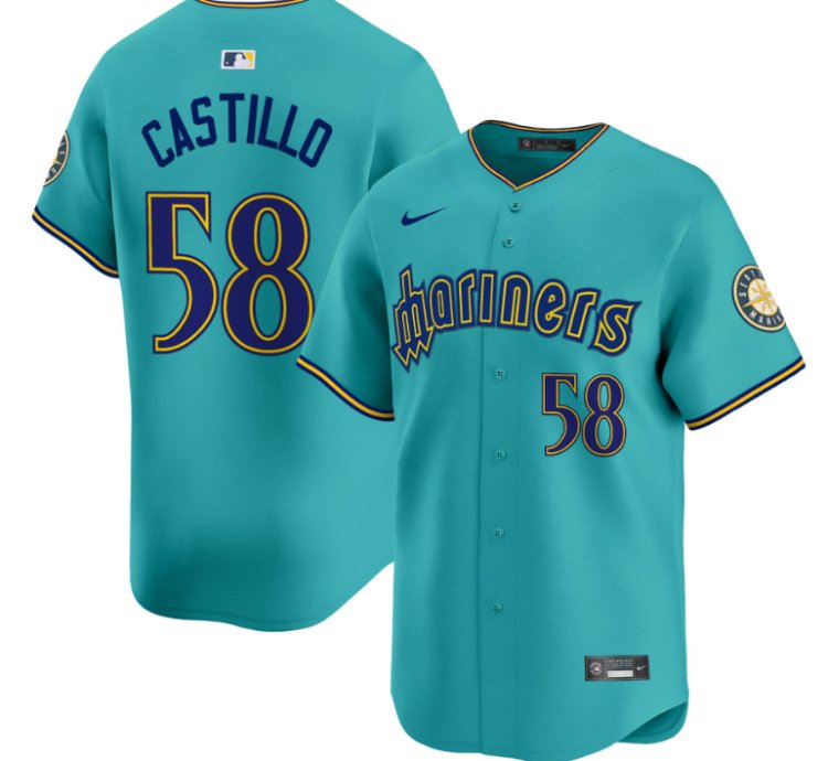Luis Castillo Jersey 58 Seattle Mariners 2025 Vapor Premier Limited Stitched Aqua