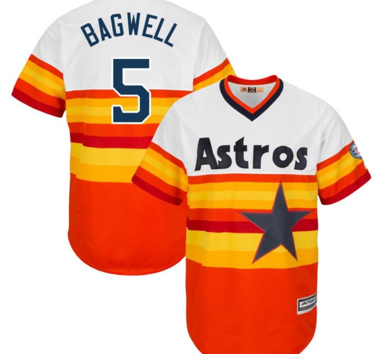 Houston Astros Jeff Bagwell Orange Throwback Pullover Jersey