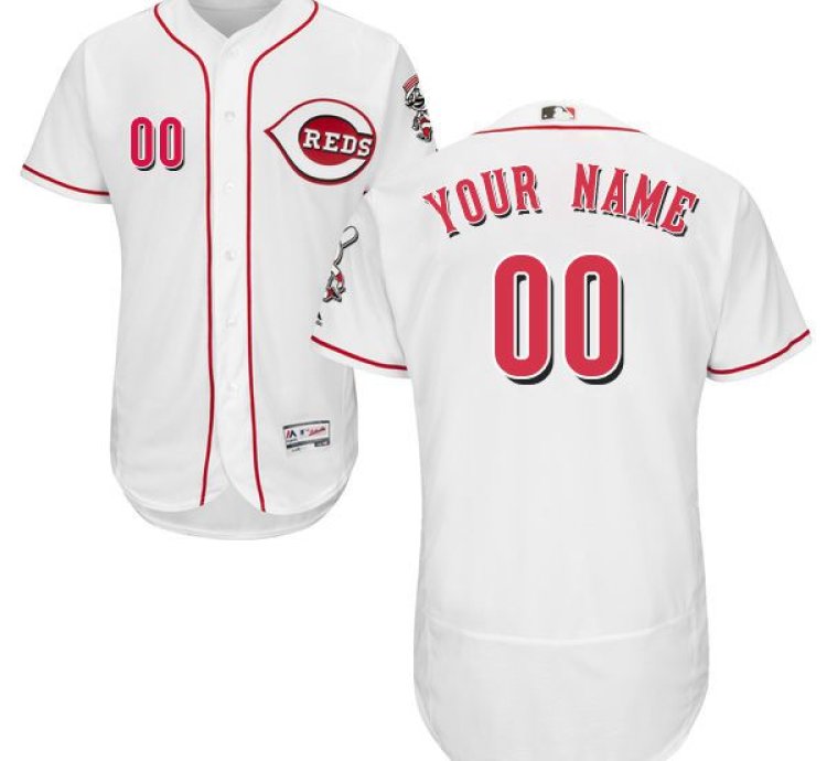 Cincinnati Reds White Customized Flexbase Majestic Mlb Collection Jersey