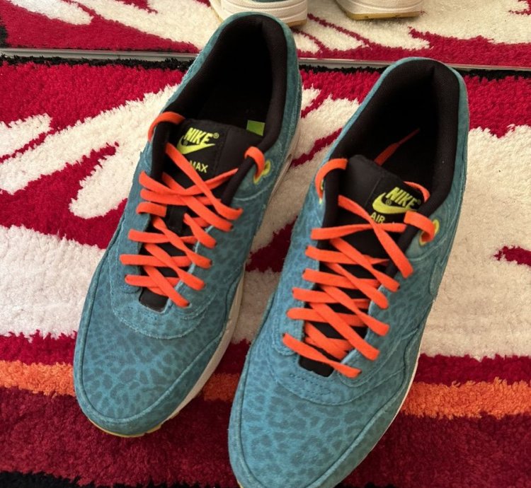 Vintage Nike Air Max 90 Sneakers Blue Leopard Rare Us 8 5