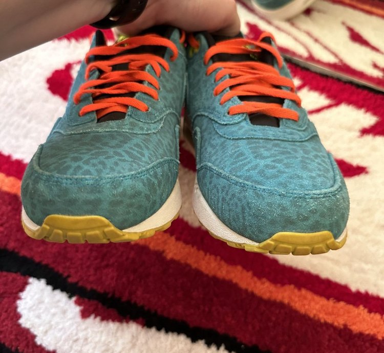 Vintage Nike Air Max 90 Sneakers Blue Leopard Rare Us 8 5