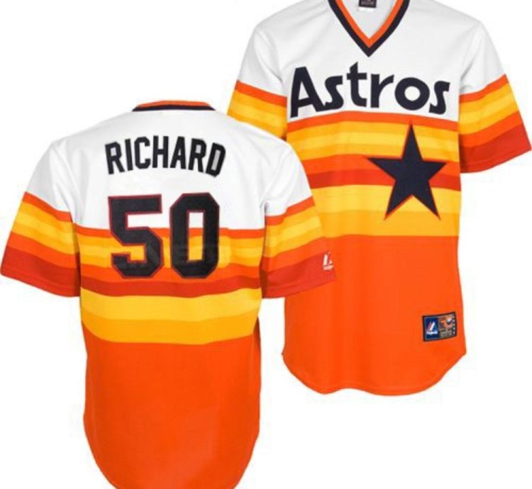 Houston Astros Jr Richard Orange Throwback Pullover Jersey